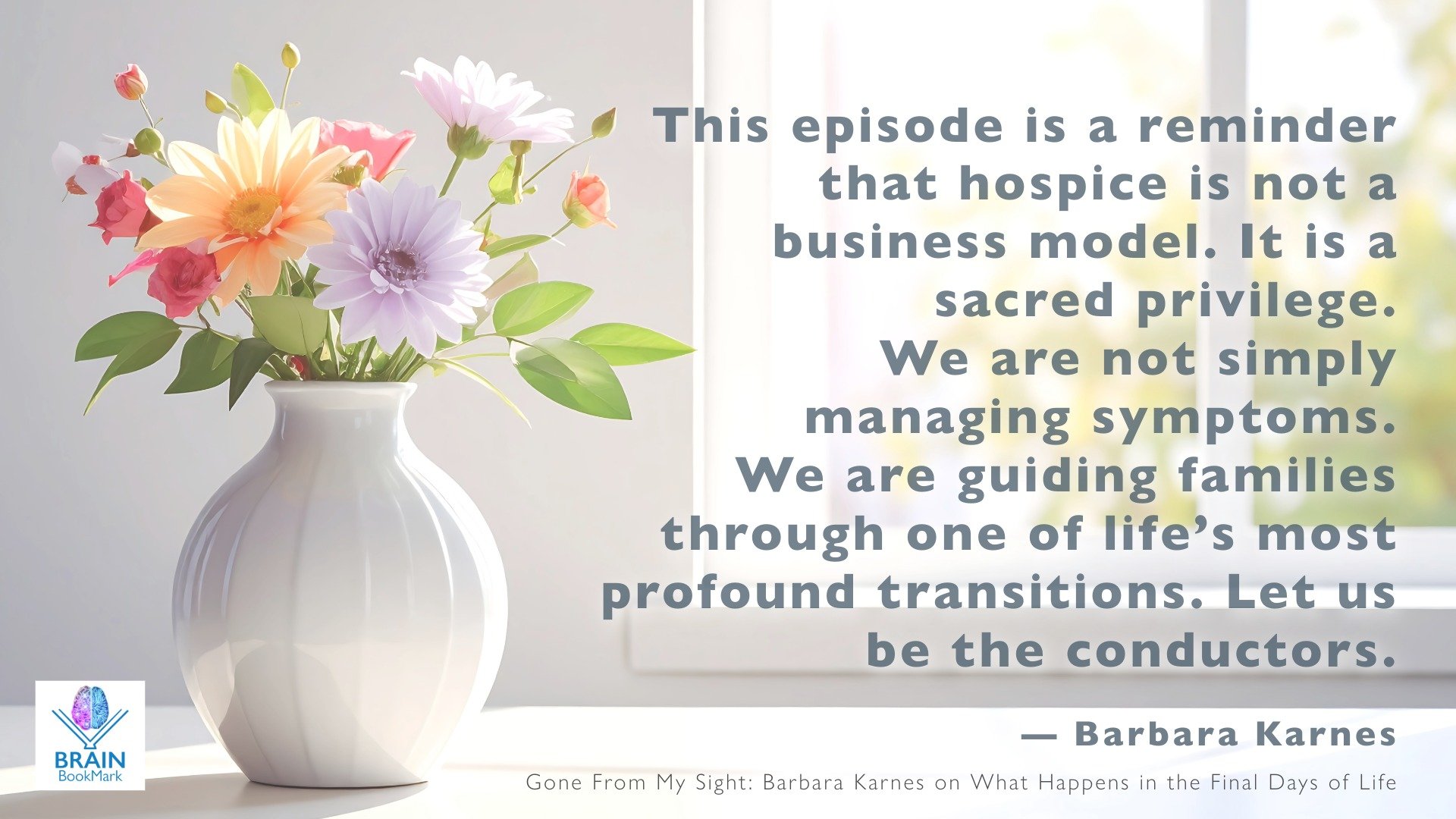 Brain bookmark for podcast: Gone From My Sight: Barbara Karnes on What Happens in the Final Days of Life